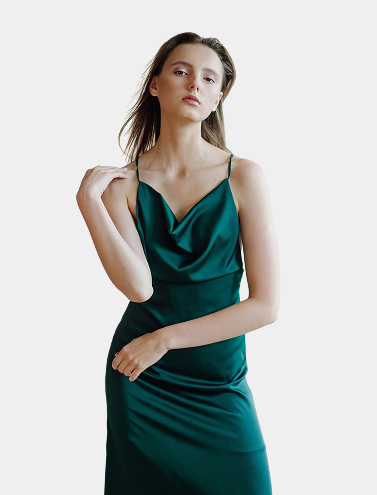 Satin Cowl Neck Dress