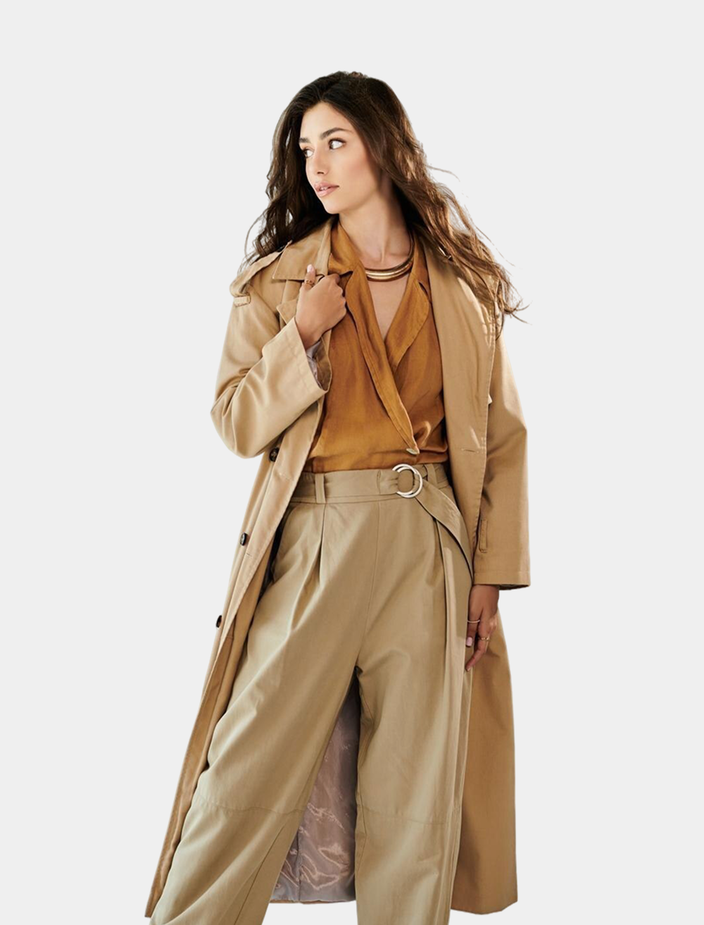 Double-Breasted Beige Trench