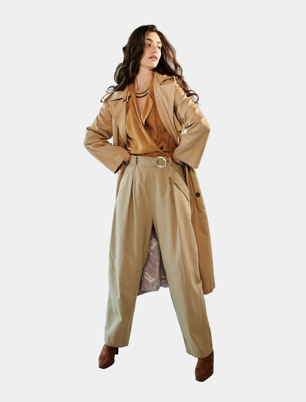 Double-Breasted Beige Trench