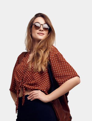 Polka Dot Tie-Front Top