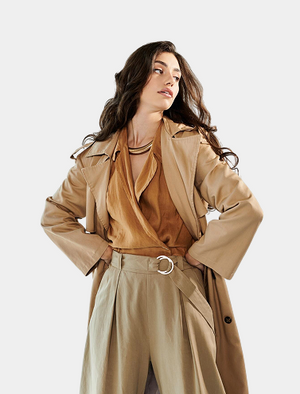 Double-Breasted Beige Trench